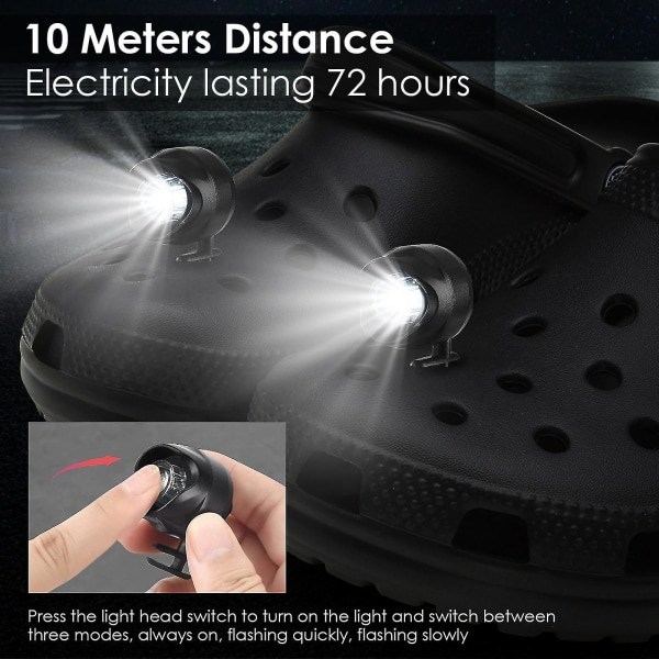 2 stk. frontlykter for Croc Hole Shoe Light Vandring Camping Advarsel S