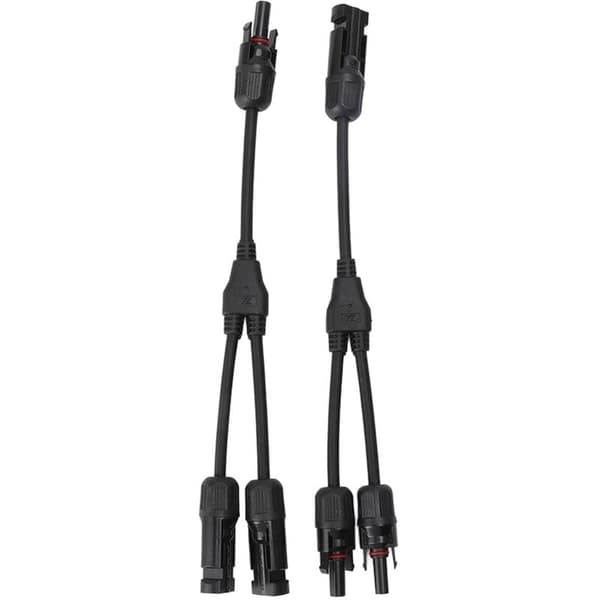 Solar Y-grenstik, 2 stk. 1 til 2 Solar PV Splitter Parallel Adapter Kabeltrådsokkel 1000V DC (Sort)
