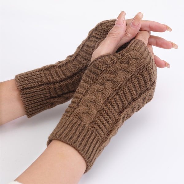 Nya Halvfingerhandskar Kvinna Höst och Vinter Värme Fingerle Light grå stil 6 Light gray style 6