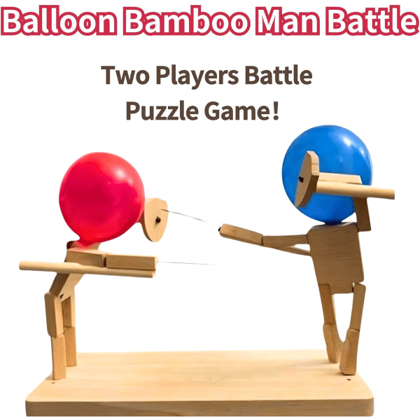 Ballongstridsspel - Träfäktdockor - Snabbt och roligt Whack-a-Balloon-spel - Perfekt för fester - Handgjorda och underhållande 5mm
