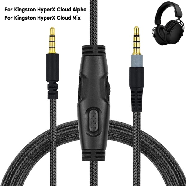 Punottu kaapeli jatkojohto HyperX Cloud -kuulokkeiden kaapelille mykistys- ja äänenvoimakkuuden säätimellä B