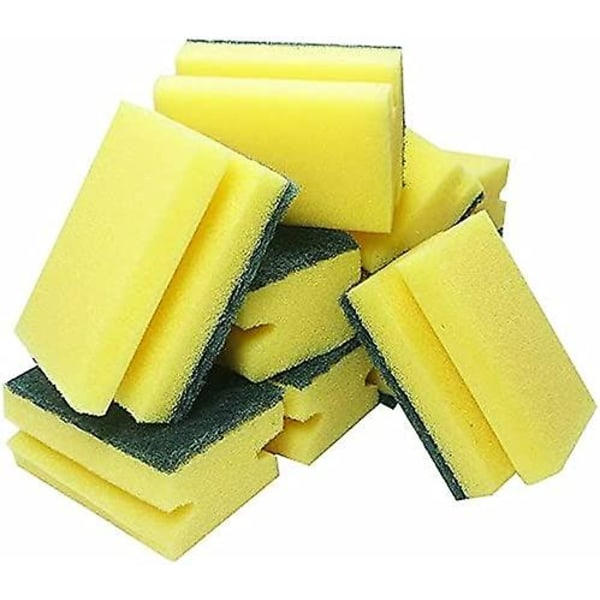 Kraftfull skursvamp, dubbelsidig disk- och städsvamp för kök, badrum och hemstädning (8 st, gulgrön)