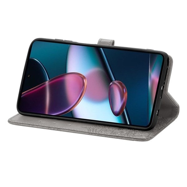Fodral för Motorola Edge X30 Cover Emboss Mandala Läderplånbok Magnetisk Flip Case Korthållare - Grön Grå A