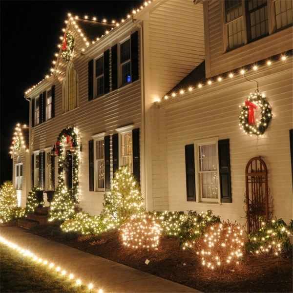 Jul LED-slingor, bakgrundsdekor för bröllopsfest, Holiday Garden Fairy String Lights (100M, 600 LED)