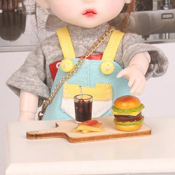 1:12 Miniature Dukkehus Hamburger Cola Kop Pommes Frites Hurtig til Dol