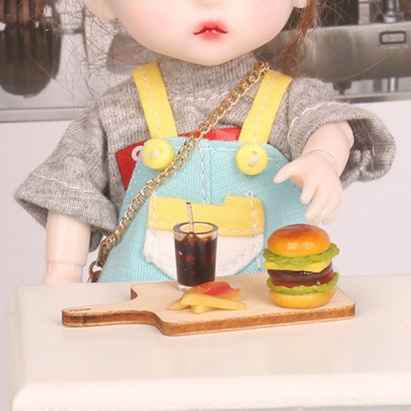 1:12 Miniatyr Dukkehus Hamburger Cola Kopp Pommes Frites Rask for Dol