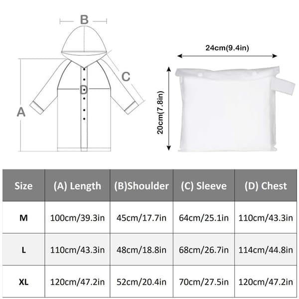Transparent regnkappa Vattentäta regnponchos Regnkläder