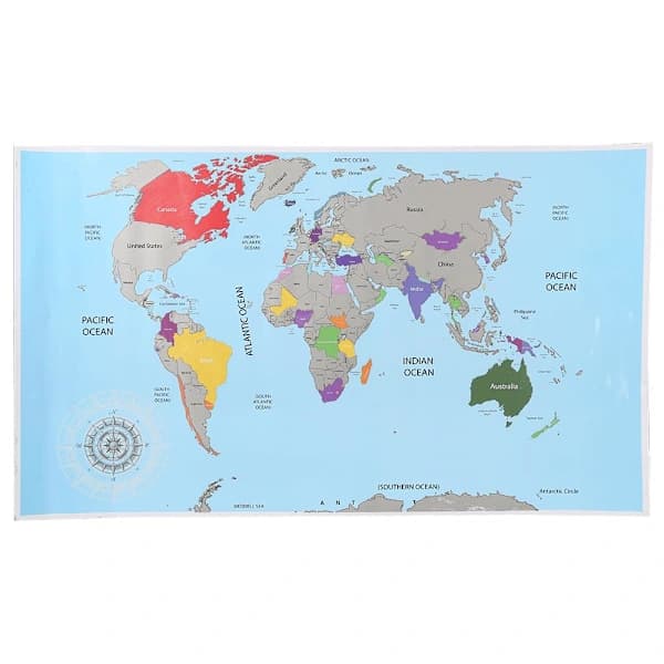 Skrapekart Verdenskart / Scratch Map - 88x52cm Multifärg
