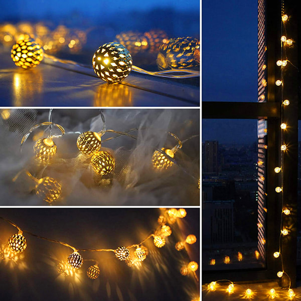 Järn marockansk LED Solar Ball String Ljus Romantisk Fairy String E8 one size E8 one size