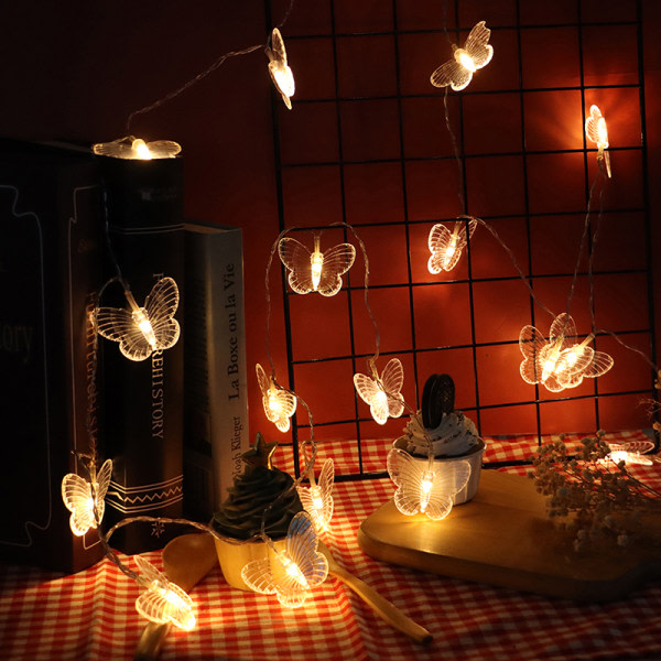 Butterfly LED Fairy String Lights Batteri Bröllop Jul Cur varmt lys 3m 20led warm light 3m 20led