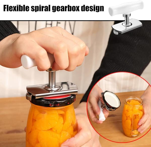 Justerbar Glasåbner, Spiralgear Design i Rustfrit Stål, Passer til 2,5-10 cm Låg, Til Ældre og Gigtramte, 2-pak Hvid