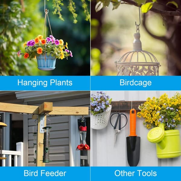 Hegn kroge, til hængende planter, fuglefoder, lanterner, hegn, have dekoration (sort)