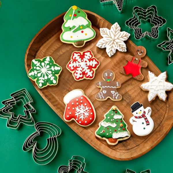 5st DIY Julserie Kakform Rostfritt Stål Bisc D onesize D onesize