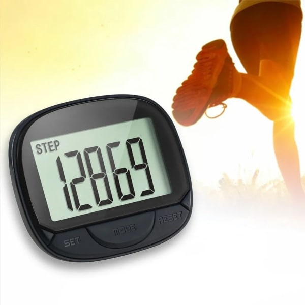 Multifunktionel skridttæller 3D skridttæller Klemme Fitness Tracker Sporer trin/gåafstand/kalorier Bærbar fitness med urfunktion