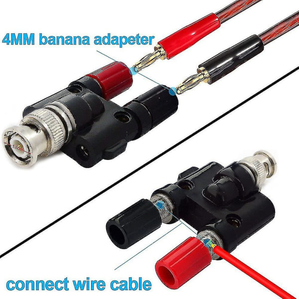 BNC hane till dubbel banan hona uttag Bindande postkoaxialkontakt BNC-adapter 2 st