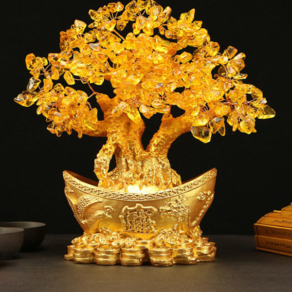 Lucky Money Tree Guldgöt Kristall Fortune Ornament Rikedom Eller