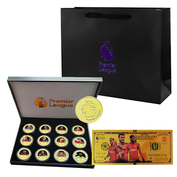 Premier League fotbollsstjärnor & klubbar minnesmynt, samlarobjekt, presenter till fotbollsfans Mbappe, Messi, Harland 3pcs Manchester United