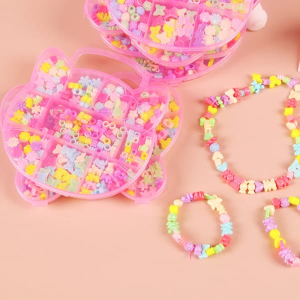 DIY Armbands Pärlset Halsband Pärlor Tråd Kit för Barn Byggsats
