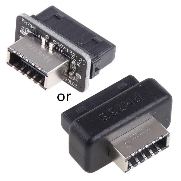 USB 3.0 intern header till USB 3.1/3.2 typ C front typ E adapter 20pin till 19pin converter för PC moderkortskontakt