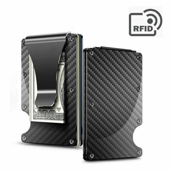 RFID-blockerande kolfiber minimalistisk Ridge-pengaklipp framficka herrplånbok