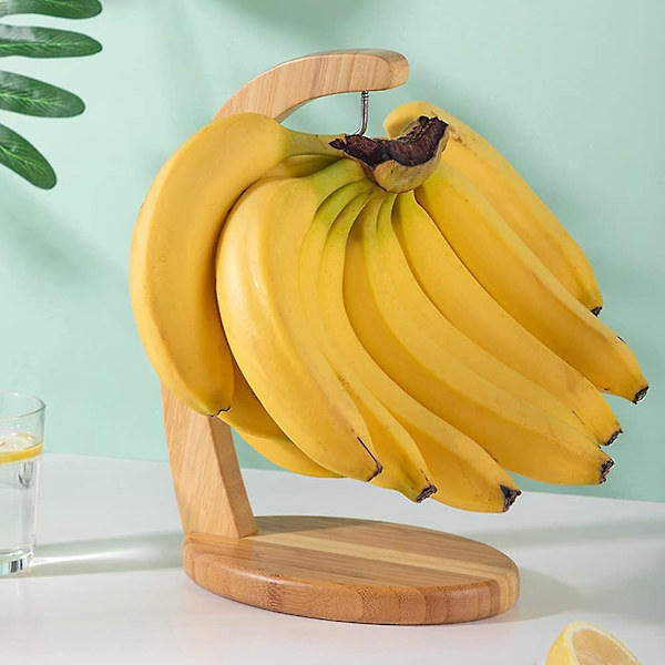Banaaniteline, bambuinen banaaniteline, hedelmäkori banaanikoukulla keittiöön hotelliin (ruskea)