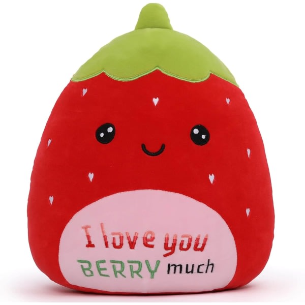 Söt jordgubbsplyschleksak 12 tums gosedjur för barn Tonåringar Flickor Alla hjärtans dag, Kawaii plyschplyschar Mjuka ångestleksaker