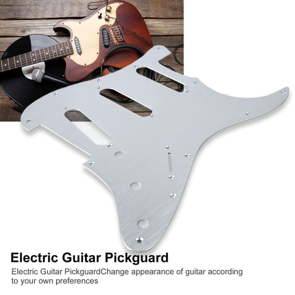 Elektrisk gitarr plektrumskydd aluminiumlegering skydd repskydd frontplatta panel skydd instrumenttillbehör silver