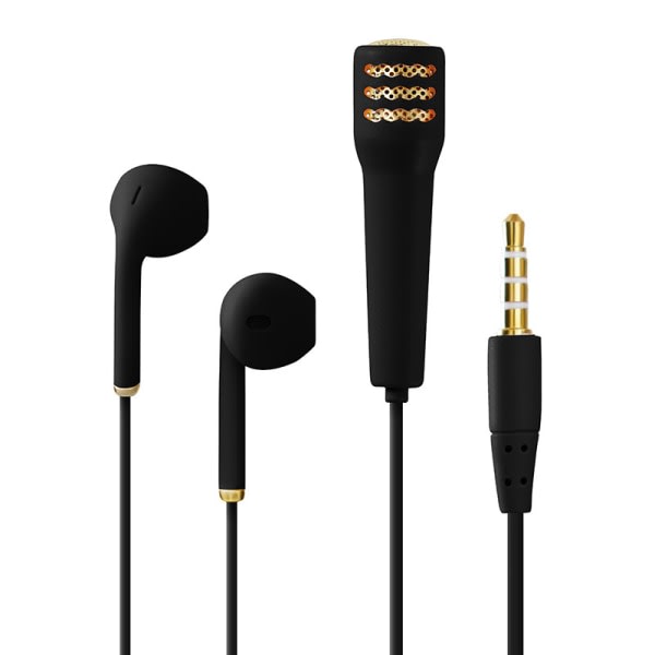 3,5 mm karaoke-mikrofoni kuulokkeet Mini stereo kuulokkeet johdolla Musta Black