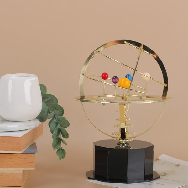 Solsystemet Planet Perpetual Motion Bordsskiva Ornament Rotation Swing Globe Toy