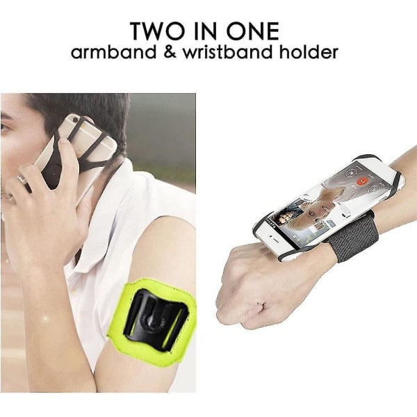 2-i-1 Armband Telefonhållare, Löstagbart Löpartelefonfäste Grön