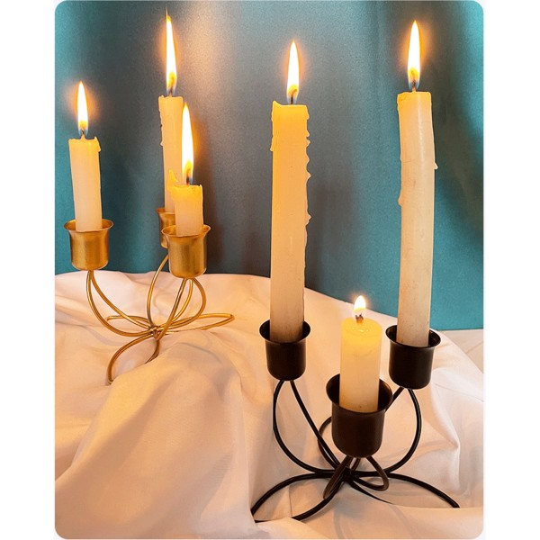 Metall Ljusstake Järn Ljusstake Ornament Bröllopsfest Bordsdekoration Guld - 3 Huvuden