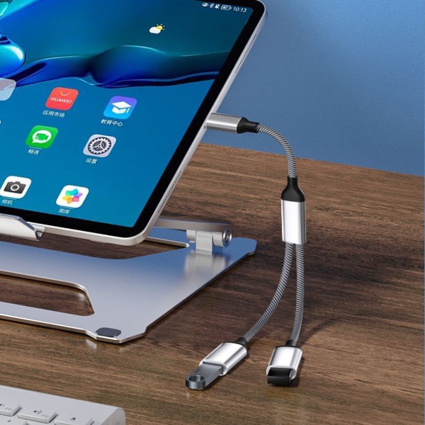 USB C hane till 2 USB C hona kabeladapter Hörlurstyp C Laddningsadapter 480Mbps Dataöverföring 30cm/11.81in