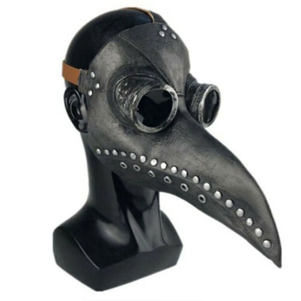 Naamio Halloween Kostym Fågel Long Nose Beak PU Läder Steampunk Black