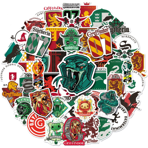 Harry Potter akvarell vinylklistermärken, set med 50 st, vattentät och UV-beständig, perfekt för alla dina prylar, lejon- och ormhus