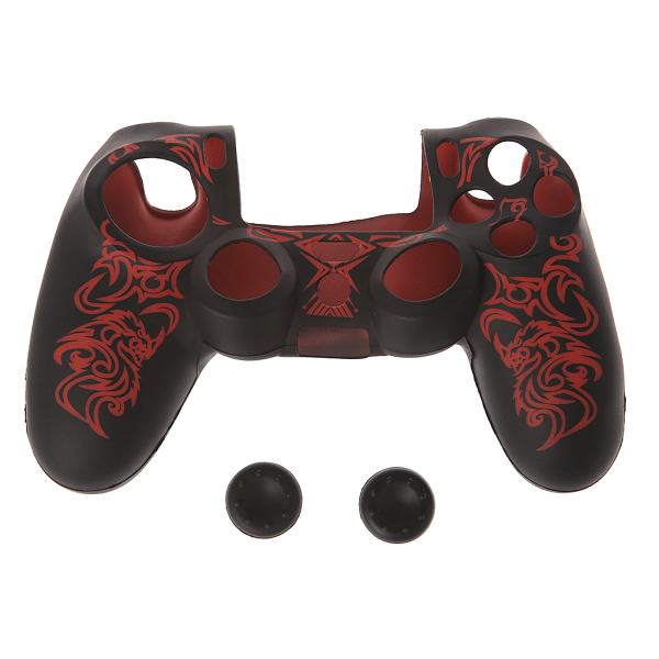 Gamepad Controller Silikon Sleeve Beskyttelsesdæksel + 2 grebsdæksler til rød
