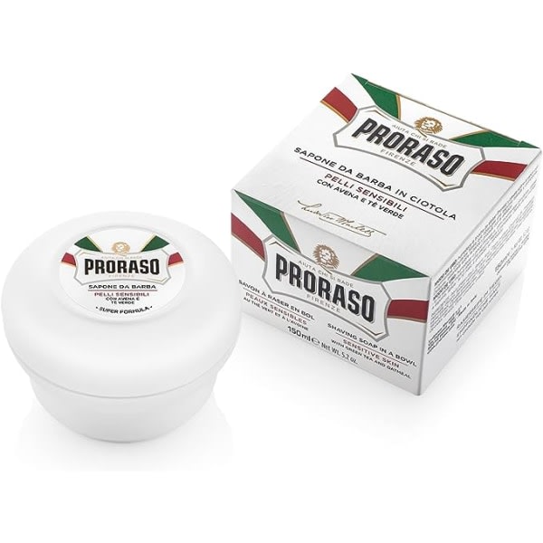 Proraso Rakning Tvål för Känslig Hud i a Skål 150 ml, Vit