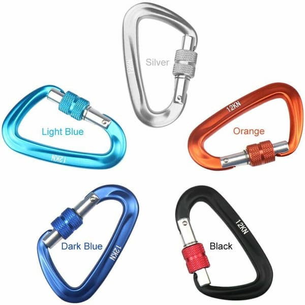 Karbinhake, med skruvlock 12KN, 5 st, Orange