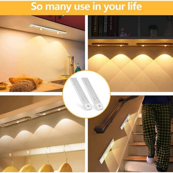 2 stk. trådløse LED-skaplamper, dimbare bevegelsessensorlamper under skap med 3 moduser, kompatible med Philips