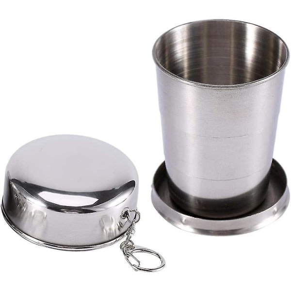 Rostfritt stål hopfällbar kopp, premium metall kopp Stapelbar dricka utomhus resor teleskopisk hopfällbar mugg