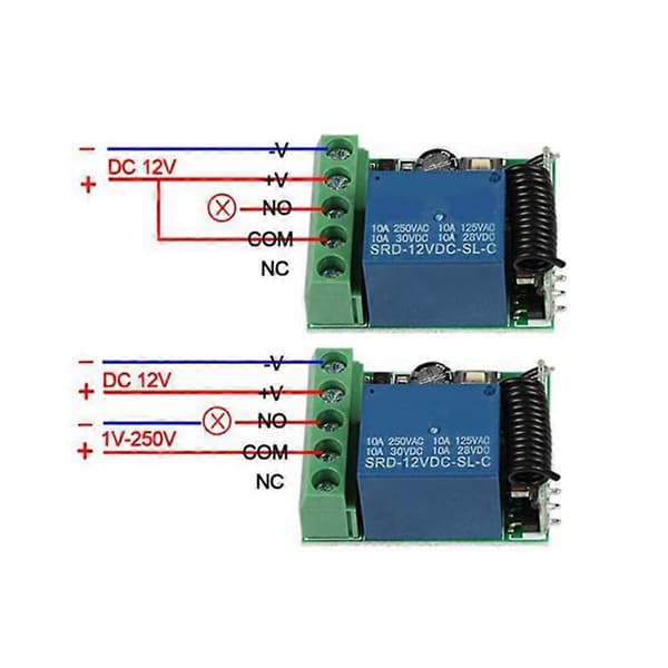 433 Mhz RF-brytermottaker DC 12V Mottakermodul med 2 sendere