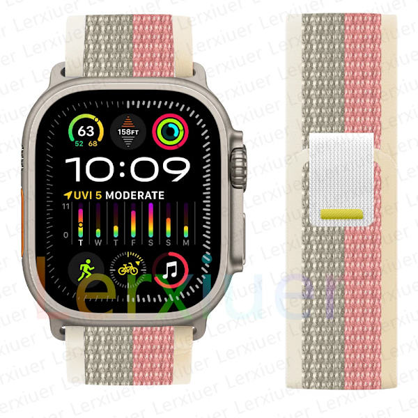 Trailrem för Apple Watch Ultra 2 band 49mm 44mm 45mm 40mm 41mm 38mm 42mm 45 44 mm armband iWatch series 8 9 7 6 5 3 se Pink Pomelo-Tan Pink Pomelo-Tan 38 40 41mm