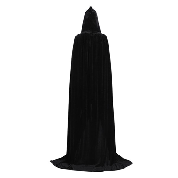Medeltida Vampyr Sammet Hooded Kappa Lång Robe Witch Capes Hall Black L Black L