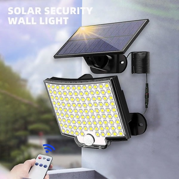 Solcellslampa för utomhusbruk 106 LED rörelsesensor fjärrkontroll