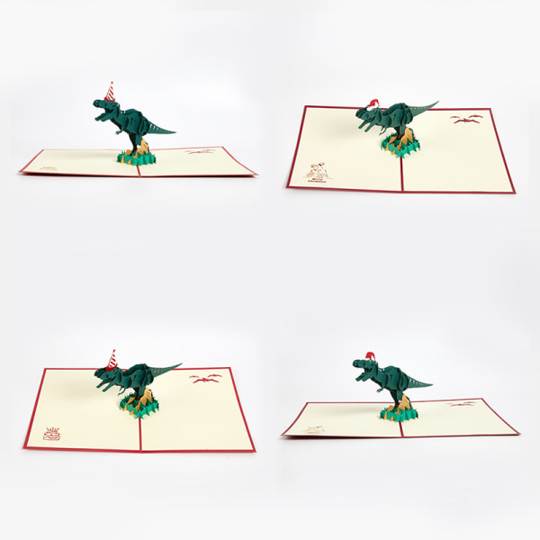 3D Tillykke med fødselsdagskort Tyrannosaurus-kort Sjov hilsen til unge C B