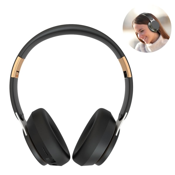 Trådløse hodetelefoner Over Ear, Bluetooth-hodetelefoner Svart