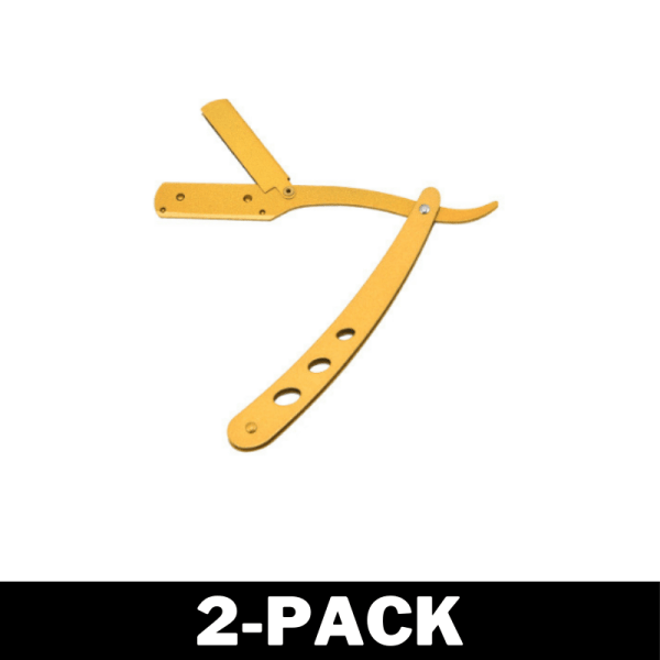 Barberkniv i Rustfritt Stål - Shavette Hårbortfjerning Gull 2-pakning 2-Pack