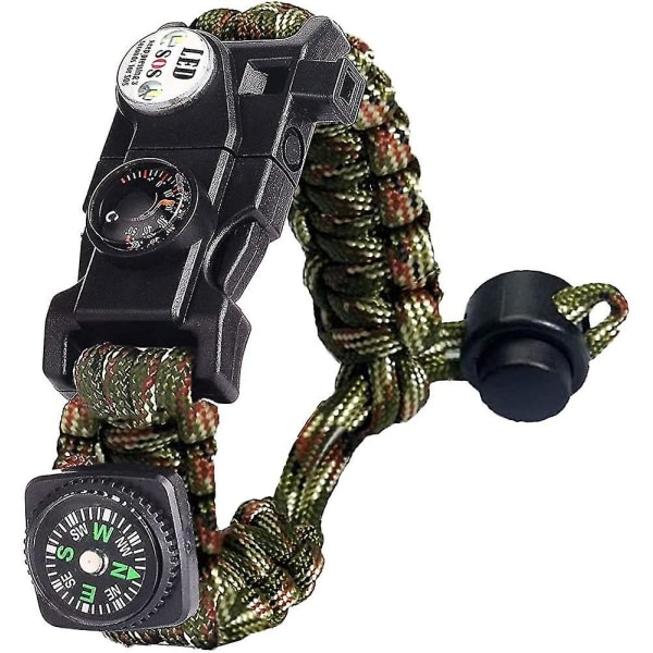 Överlevnadsarmband för män och kvinnor. Militär Paracord Armband Kit Med Flinta +