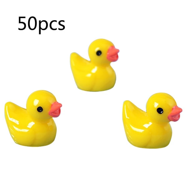 50 stycken färgglada mini-ankor i resin för landskap, små ankor, mikro-sagolandskap, dockhusdekorationer, gula