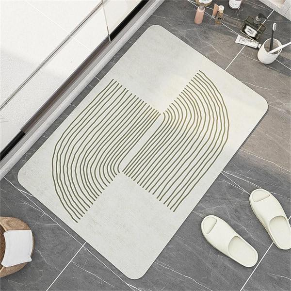 Diatomit Sten Bademåtte Anti-Skrid Anti-Møgel Hurtigtørrende Vaskbar Minimalistisk Linje Superabsorberende Diatomit Sten Gulvmåtte Gummi Badeværelsesmåtte
