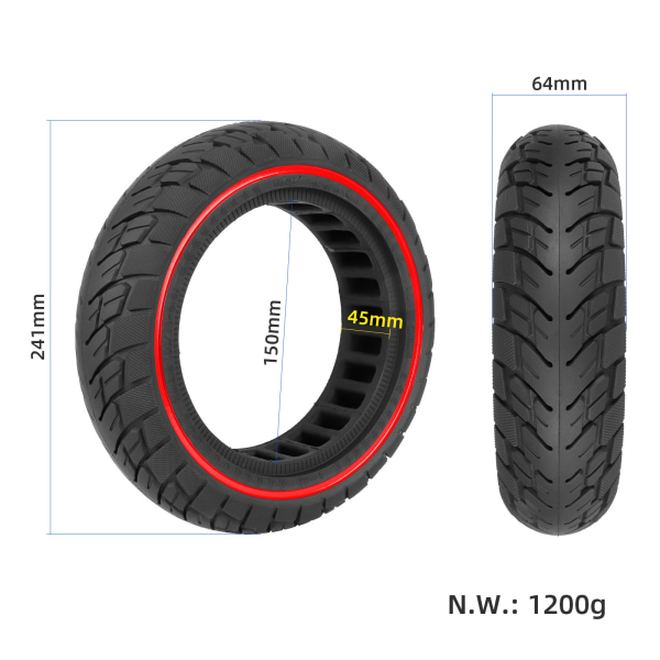 Ulip10*2.5 indre hule honeycomb punkteringsfrie dekk Max G30 scooter 60/70-6.5 massive dekk 10 tommers dekk Svart